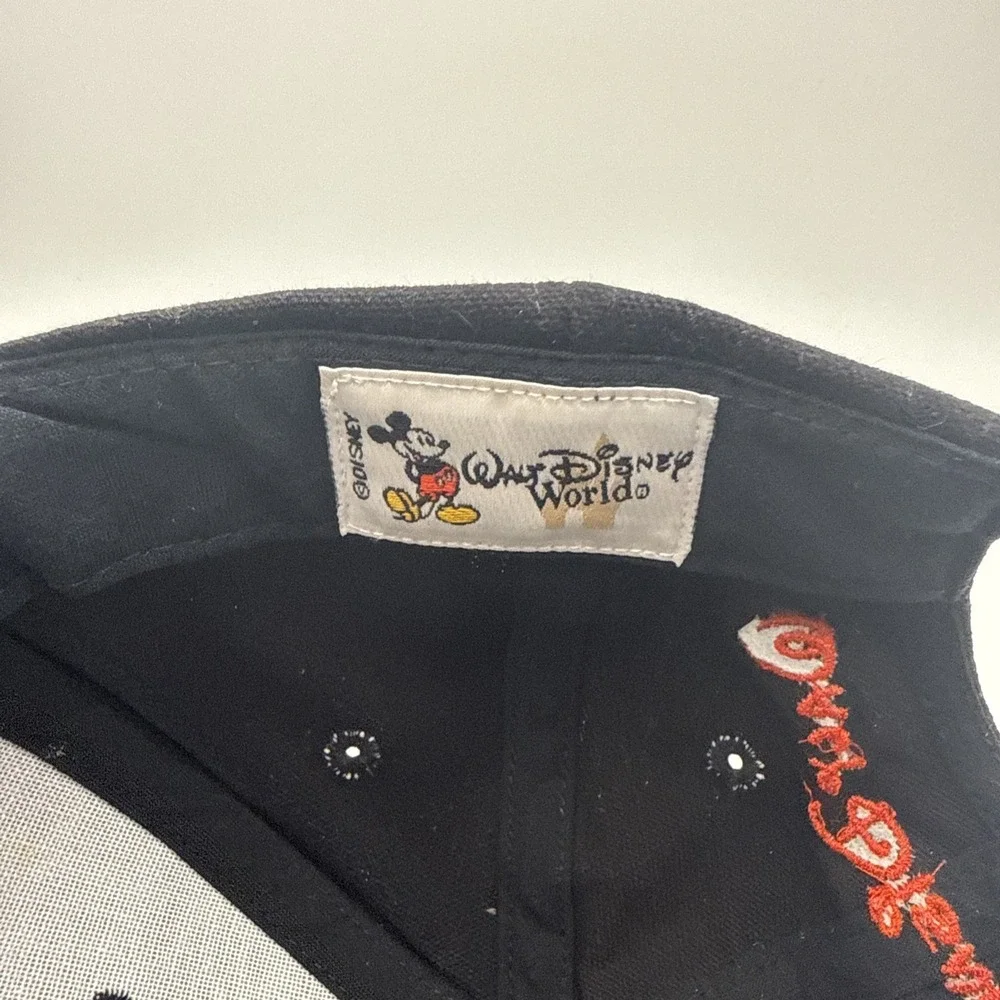 Walt Disney World Mickey 3D Colorful Embroidered Black Strapback Hat Cap Vintage